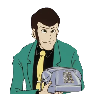 ☎ Lupin Anime, Cartoon, Lupin, Handy, Figur, Mann telegram sticker