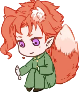 🙂 cáo, chibi, cam, động vật, dễ thương, hoạt hình telegram sticker