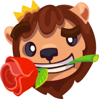 🌹 лев, корона, роза, животное, мультфильм, эмодзи, милый, король telegram sticker
