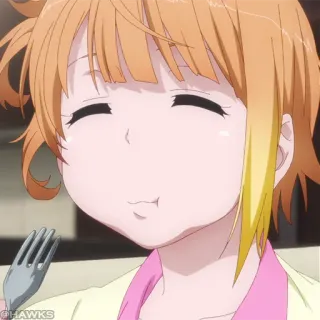 ☠️ Anime, Garota, Comendo, Fofa, Garfo, Feliz telegram sticker