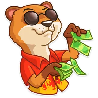 😎 loutre, argent, riche, dessin animé, animal, fortuné telegram sticker