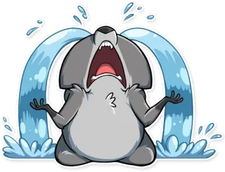 😭 울음, 슬픈, 눈물, 동물, 늑대, 만화 telegram sticker
