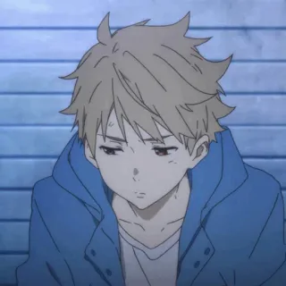 🍨 Аниме, Парень, Мультфильм, Грустный, Синий, Толстовка, Персонаж, Анимация telegram sticker