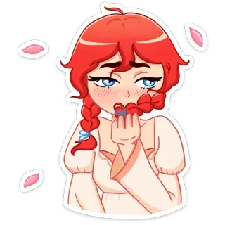 ☺ ผู้หญิง, ผมแดง, การ์ตูน, อนิเมะ whatsapp sticker