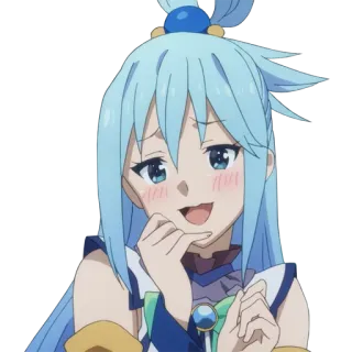 😏 Aqua Konosuba Anime, Konosuba, Aqua, Carina, Ragazza, Cartone animato, Divertente telegram sticker