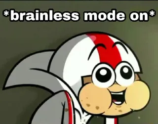 🤪 brainless mode on Мультфильм, Смешной, Бестолковый, Режим telegram sticker