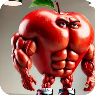 ✋ pomme, musclé, fitness, gym, fruit, musculation, force, dessin animé telegram sticker