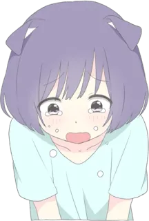 😢 anime, huilen, verdrietig, schattig, meisje, cartoon, sticker telegram sticker