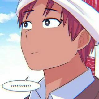 ♻️ .......... Anime, Manga, Personaje, Primer plano, Pensando, Bocadillo whatsapp sticker