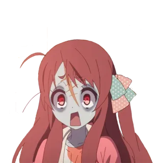 😱 зомби, аниме, девушка, испуганный, милый telegram sticker