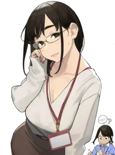 😍 Аниме, Женщина, Очки, Бизнес, Офис telegram sticker