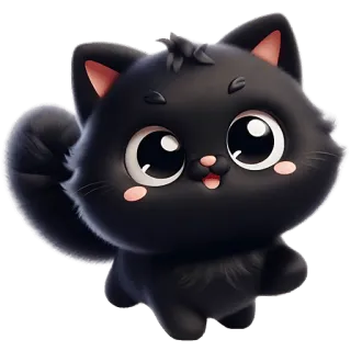 ☺️ gato, gatinho, fofo, preto, animal, animal de estimação whatsapp sticker