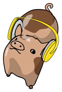 😍 cerdo, auriculares, animal, dibujo animado whatsapp sticker