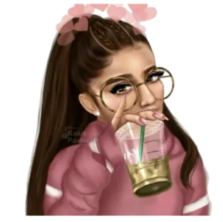 🌚 seni digital, kartun, orang, minuman, kacamata, potret whatsapp sticker