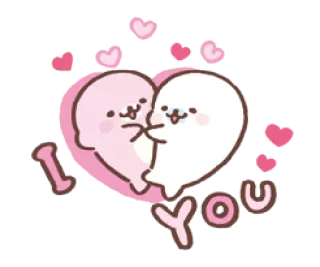💝 I LOVE YOU amor, fofo, coração, casal, focas, relacionamento telegram sticker