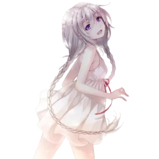 🔮 Anime, Mädchen, Weiße Haare, Kleid telegram sticker