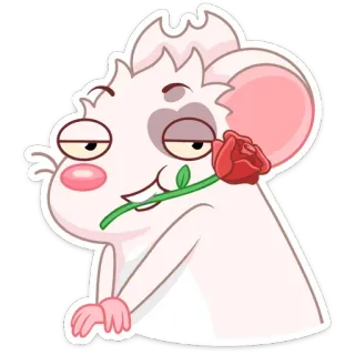 🌹 мышь, роза, милый, животное, любовь, романтика, мультфильм telegram sticker