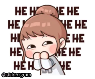 😀 HE HE HE HE HE HE HE HE HE HE HE HE HE HE HE HE HE HE HE HE Dibujo animado, Chica, Lindo, Riendo, Meme telegram sticker