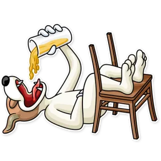 😵 anjing, minum, bir, kartun, binatang, seru whatsapp sticker