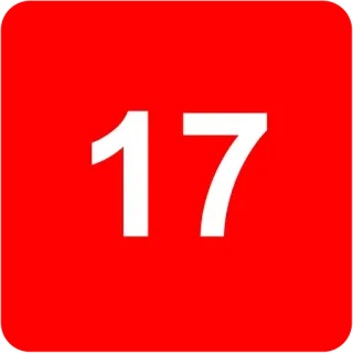 🟥 17 numero 17, adesivo rosso, numero, numero bianco, icona, cerchio telegram sticker