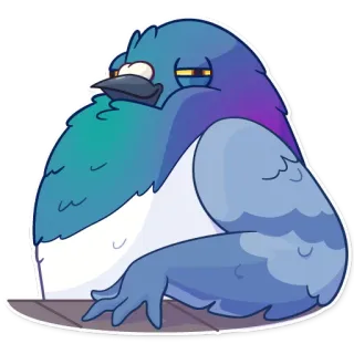 😑 นกพิราบ, นก, การ์ตูน, สัตว์, ขี้เกียจ, ผ่อนคลาย, น่ารัก telegram sticker