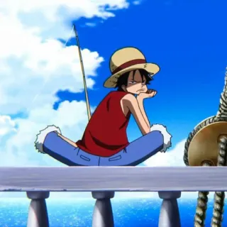 😒 Monkey D. Luffy One Piece Аниме, Пират, Соломенная шляпа, Рыбалка, Глупый, Мультфильм, One Piece whatsapp sticker