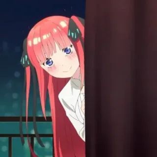🍷 Nino Nakano The Quintessential Quintuplets anime, garota, cabelo ruivo, sorriso, fofa, as quíntuplas whatsapp sticker