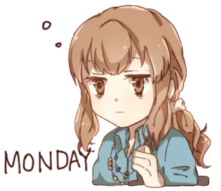 👩 MONDAY Montag, Wochentag, Stimmung, Anime telegram sticker