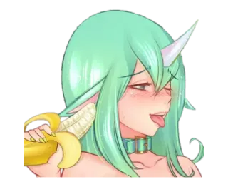 😝 anime, girl, unicorn, banana, lewd telegram sticker