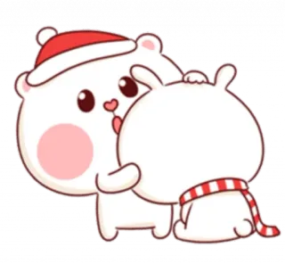 🤗 Bär, Hase, Weihnachten, süß, Cartoon, Winter, Schal, Weihnachtsmütze telegram sticker