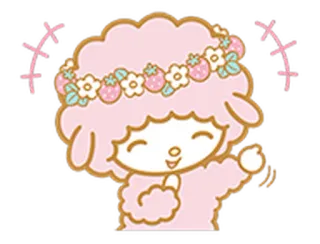 🌝 Desenho animado, Cordeiro, Fofo, Kawaii, Morango, Coroa de flores, Rosa telegram sticker