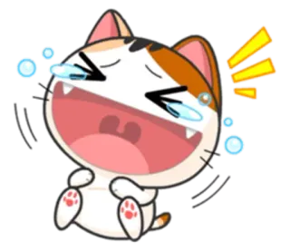 😂 chat, dessin animé, pleurer, larmes, triste, emoji, kawaii, mignon whatsapp sticker