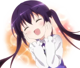 🤩 anime, garota, sorriso, fofo, feliz, brilho whatsapp sticker