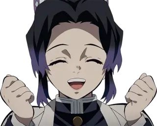 🦋 Shinobu Kocho Demon Slayer Шинобу Кочо, Клинок, рассекающий демонов, Аниме, Персонаж, Улыбается, Праздничный whatsapp sticker