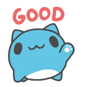 🖼 GOOD gato, fofo, bom, desenho animado, bolha, positivo whatsapp sticker