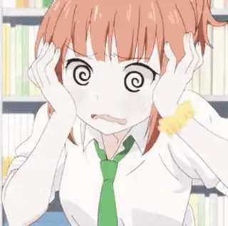 😵‍💫 anime, cartoon, confused, stressed, girl, panic, scared, eyes telegram sticker