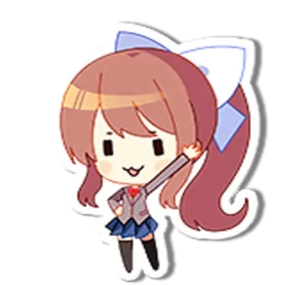 ✋ Monika Doki Doki Literature Club! 莫妮卡, 心跳文学部, 动漫, Q版, 电子游戏, 可爱, 角色 whatsapp sticker