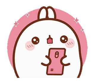 📱 mignon, kawaii, lapin, téléphone, dessin animé, animal, autocollant telegram sticker