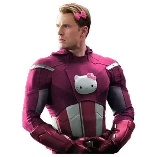 👀 Captain America Marvel superhero, captain america, marvel, hello kitty, lucu, parodi telegram sticker