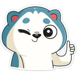 👍 dier, sticker, husky, hond, schattig, cartoon, duim omhoog telegram sticker