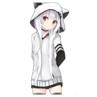 😋 Anime, Meisje, Panda, Hoodie, Cartoon, Leuk telegram sticker