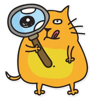 🔍 cat, magnifying glass, detective, funny, curious, animal telegram sticker