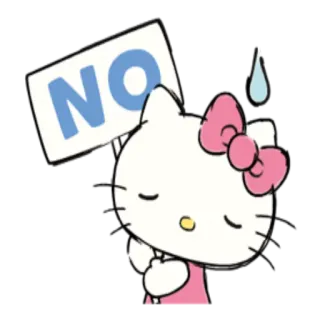 😕 Hello Kitty NO chaton, mignon, non, Sanrio, kawaii telegram sticker