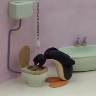 🤮 Pingu pinguino, bagno, water, pingu whatsapp sticker