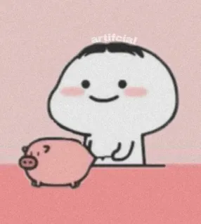 ⛅ artificial cartoon, pig, cute, character, pink, sticker telegram sticker