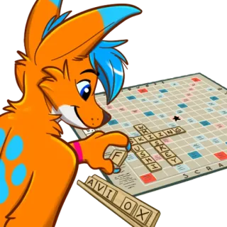 🔠 AVI FOX furry, renard, scrabble, jeu, jeu de société, animal whatsapp sticker
