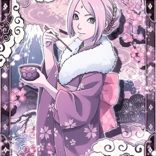 🌸 Sakura Haruno Naruto anime, sakura, kimono, flower, japan, mountains, food telegram sticker