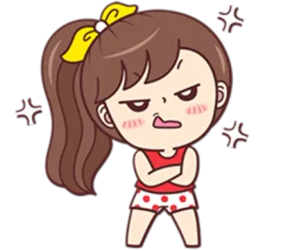 😤 dibujo animado, enojado, molesto, chica, personaje telegram sticker