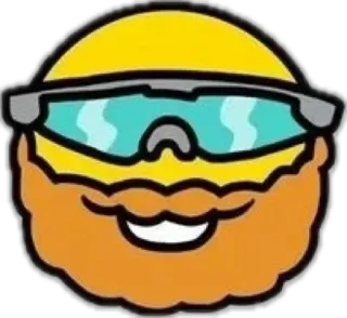 😎 sticker, face, beard, yellow, glasses, cartoon telegram sticker