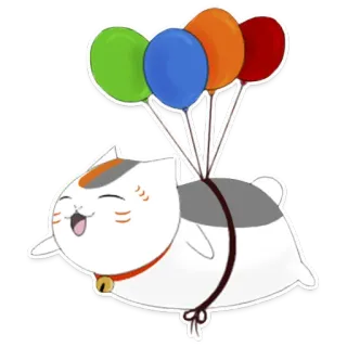 🎈 gato, balões, voando, fofo, animal, adesivo whatsapp sticker